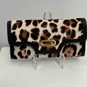 Jimmy Choo Clutch Leopard Print Hair Calf 9”x 5”